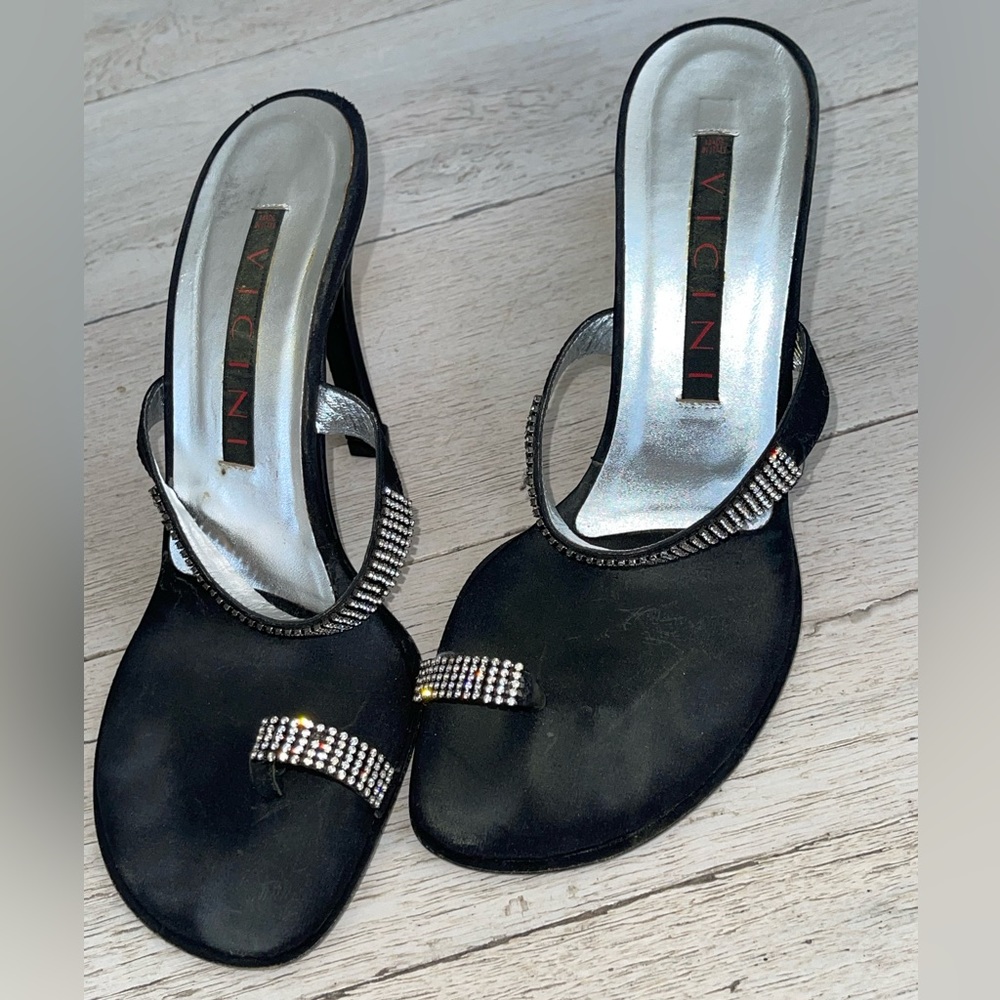 Womens Vicini black crystal heels size 38 1/2